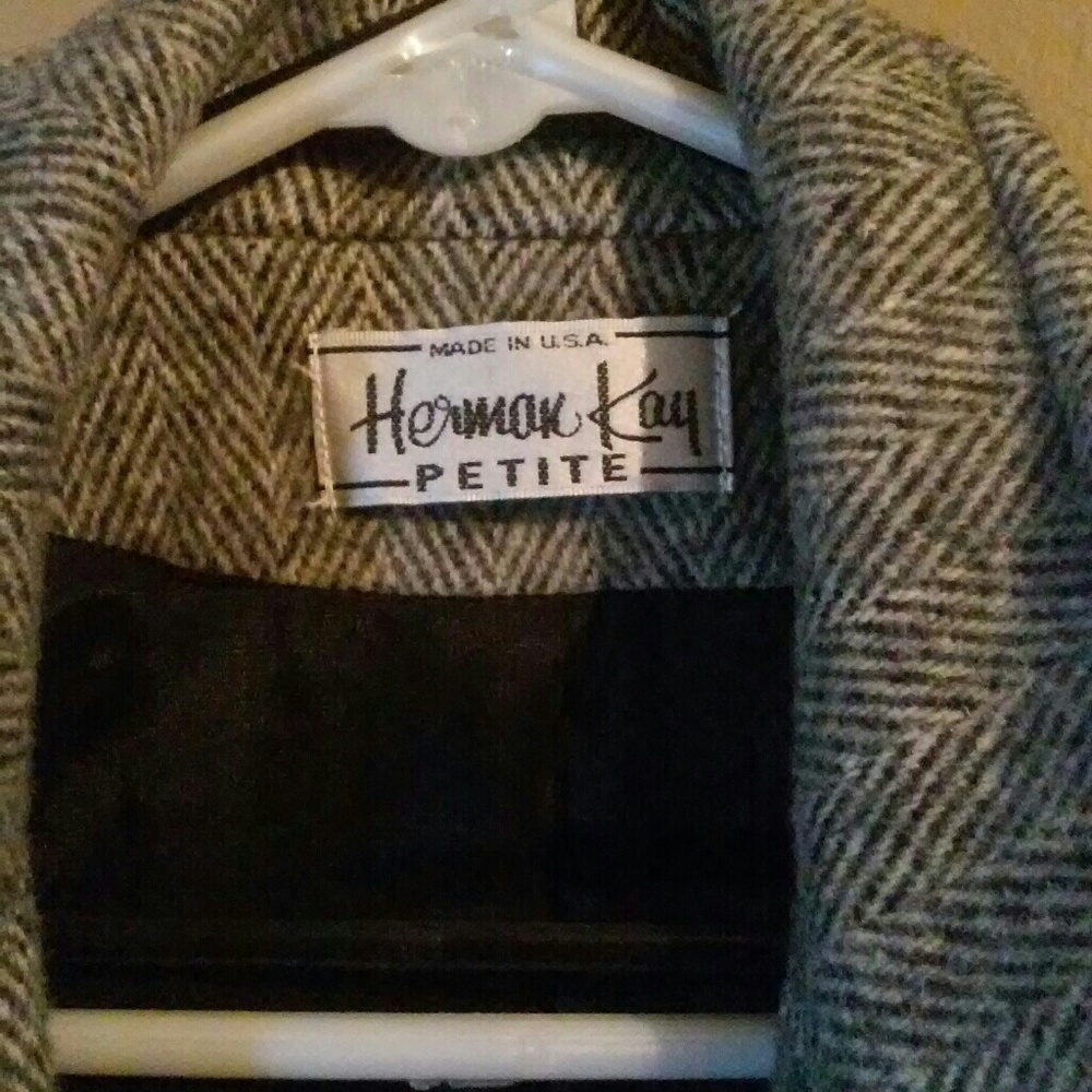 Herman Kay Petite Wool Pea Boat style blazer